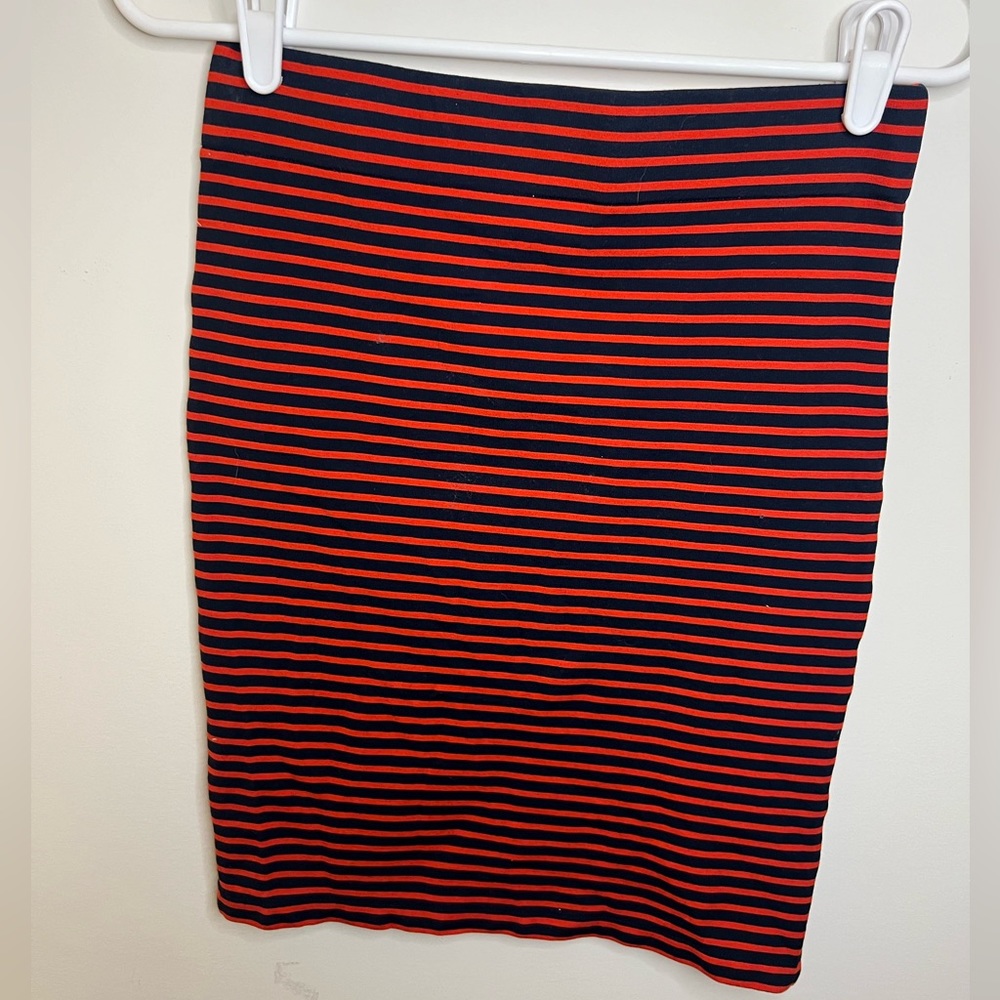 Madewell Black and Red Striped Pencil Skirt